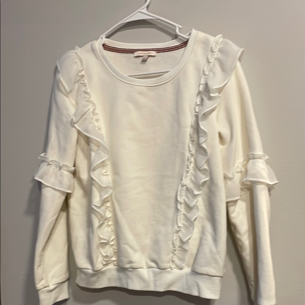 Women's White Ruffle Top
